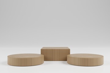 3d rendered wooden podium for product showcase