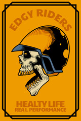 skull head with helm on card illustration