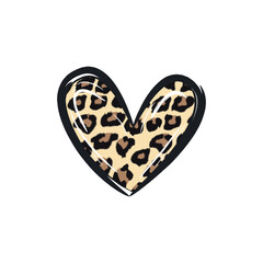 Hand drawn heart illustration with leopard print. Perfect for t-shirt, print, fashion, design © murat