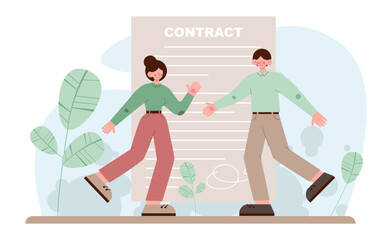 Deal concept. Entrepreneurs setting an official contract. Idea