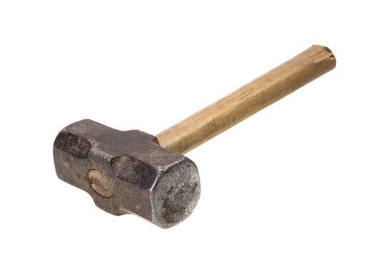 Old and rusty sledge hammer isolated on transparent background