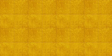Yellow vintage retro geometric square mosaic motif cement tiles texture background pattern seamless