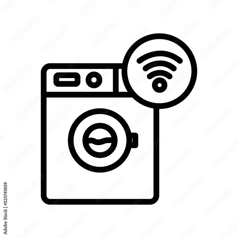 Poster washing machine icon with signal. icon related to technology. smart device. line icon style. simple 