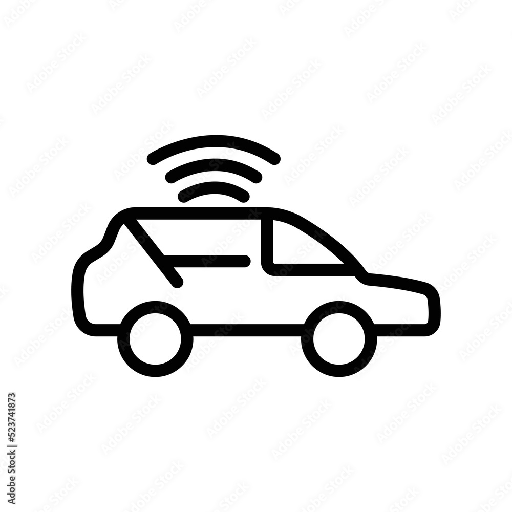 Aufkleber car icon with signal. icon related to technology. smart device. transport device. line icon style. s