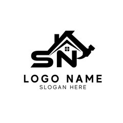 Construction Building Logo SN Icon Design Vector