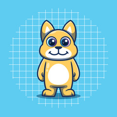 Cute yellow dog mascot vector illustration. Flat cartoon style.