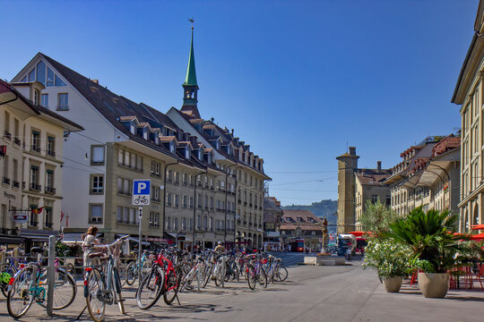 View of the Kornhausplatz in Bern, Switzerland