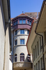 Obraz premium View of the buildings in the narrow streets of Bern, Switzerland