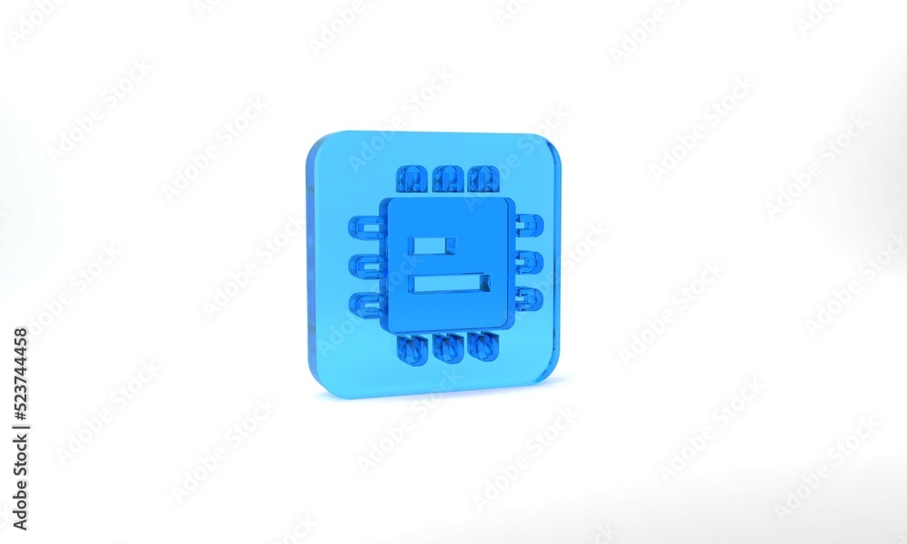 Aufkleber blue computer processor with microcircuits cpu icon isolated on grey background. chip or cpu with ci