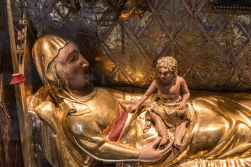 Guimaraes, Portugal. The Triptych of the Nativity, a portable altarpiece made with silver gilt wood and enamel ornamentation