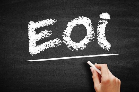 EOI - Expression of Interest is an informal declaration that a buyer would like to purchase a business, acronym concept on blackboard