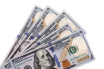 American hundred dollar currency bills fan shape isolated transparent background photo PNG file - Powered by Adobe