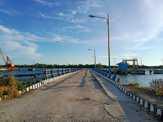Obraz premium Tanjung Ru Ferry Port. Pegantungan, Badau, Belitung Island.