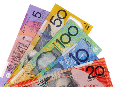 Australian dollars various selection fan shape isolated transparent background photo PNG file