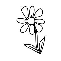 Outline of a flower for children's coloring. Hand drawn floral elements for design. Sketch drawing