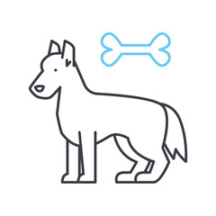 dog line icon, outline symbol, vector illustration, concept sign