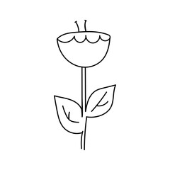 Contour of outlandish abstract flower. Hand drawn floral elements for design.