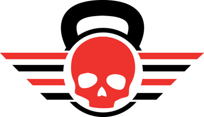 skull with dumbell vector concept 