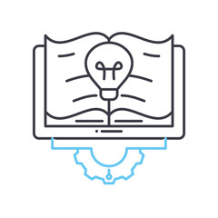 digital knowledge learning line icon, outline symbol, vector illustration, concept sign