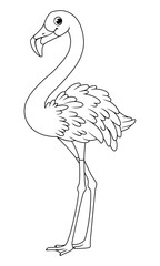 Tropical bird greater flamingo outline vector cartoon illustration © platinka