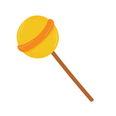 Bright colored lollipop. Sweet dessert for kids. Candy on a stick. Isolated cartoon illustration