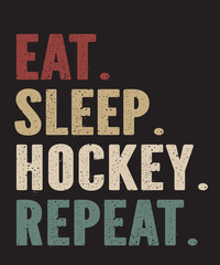 Eat Sleep Hockey Repeatis a vector design for printing on various surfaces like t shirt, mug etc. 
