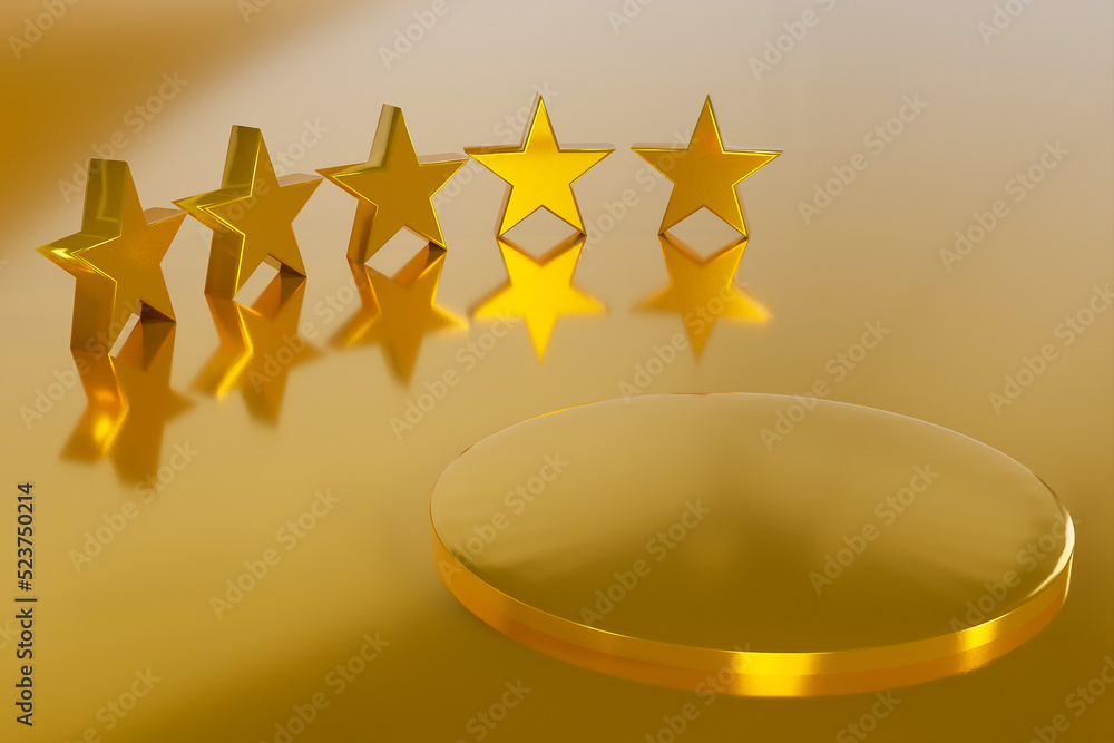 Poster 3d rendering empty gold cylinder podium on golden background. abstract minimal studio 3d geometric s