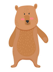 Vector illustration, a large wild bear is smiling