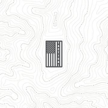 Vector background with texture topographic contour line. Inside tactical USA flag. Isolated on white background.