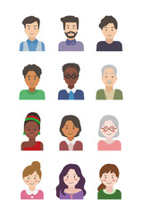 Set of user avatar. People avatar profile icons. Male and female faces.  Diverse business men and women avatar icons. Unknown or anonymous person. Characters collection.