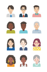 Set of user avatar. People avatar profile icons. Male and female faces.  Diverse business men and women avatar icons. Unknown or anonymous person. Characters collection.