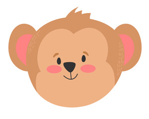 Cheerful face of a monkey. Vector image.