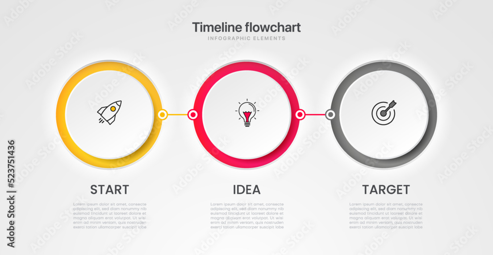 Poster timeline circle infographic design with 3 options or steps. infographics for business concept. used 