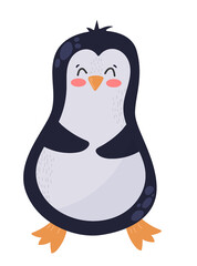 Penguin stands on the snow - isolated on white background