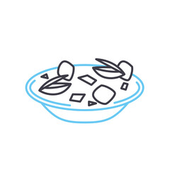 clam chowder line icon, outline symbol, vector illustration, concept sign