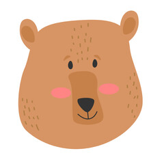 Vector illustration, a face of large wild bear is smiling