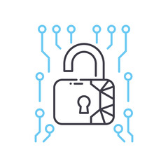 cyber security line icon, outline symbol, vector illustration, concept sign