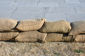 Obraz premium sac sable inondation climat barrage planète environnement