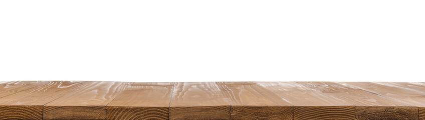Empty brown wooden surface isolated on white