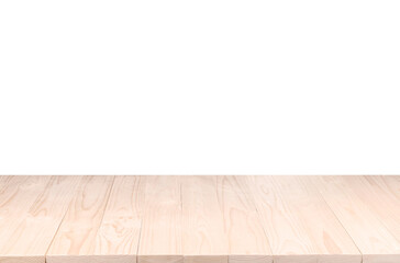 Empty clean wooden surface isolated on white