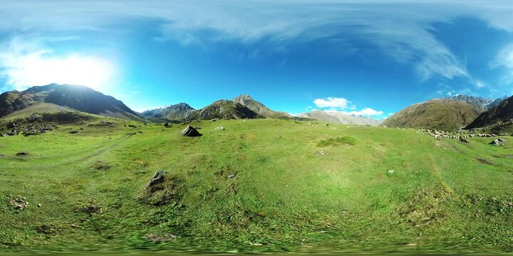 360 VR video of the Caucasus Mountains beautiful lanscape.