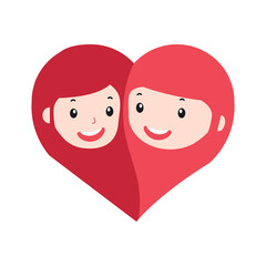  man and woman face with Heart symbol