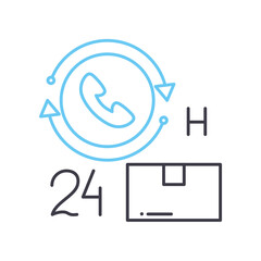 24 hour line icon, outline symbol, vector illustration, concept sign