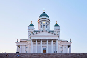 Fototapeta na wymiar helsinki cathedral during sunset in helsinki finland for postcards