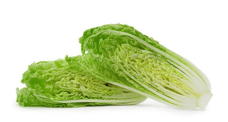 Fresh sliced Chinese cabbage on white background