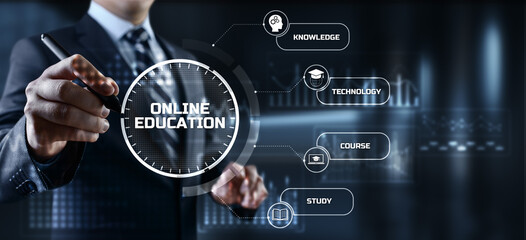 Online education internet learning e-learning concept on digital interface.