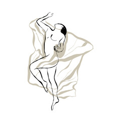 Modern abstract women. Minimalism concept. Female body, fashion. Matisse style. . Contemporary silhouette of woman. Hand drawn trendy vector posters, illustrations for print.