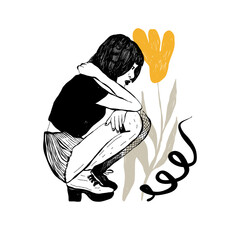 Modern abstract women. Minimalism concept. Female body, fashion. Matisse style. . Contemporary silhouette of woman. Hand drawn trendy vector posters, illustrations for print.