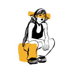 Modern abstract women. Minimalism concept. Female body, fashion. Matisse style. . Contemporary silhouette of woman. Hand drawn trendy vector posters, illustrations for print.