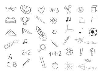 Back to school icons set. Vector illustration. Isolated on white background